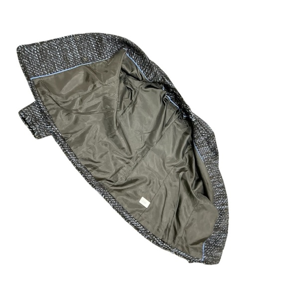 Talbots black blue Blazer Classic Tweed Boucle lined blazer fringe hems size 12 - Picture 9 of 10